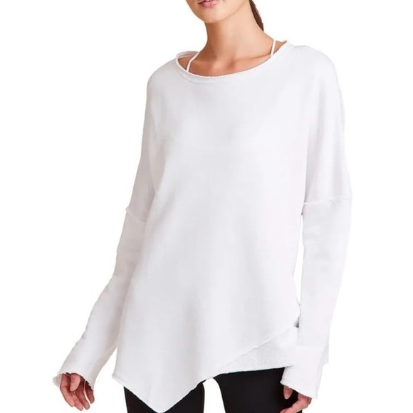 Tops - Alala women’s exhale asymmetric raw edge white terry cotton mix sweatshirt Sz L